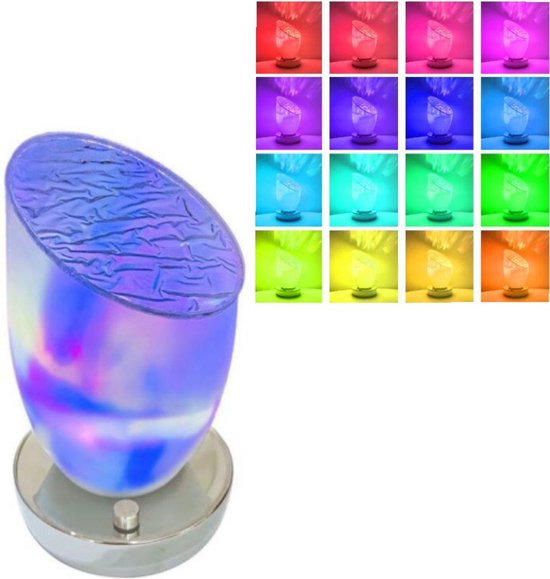 Betoverend nachtlampje met draaiende watergolf patronen en afstandsbediening -16 kleurcombinaties -USB-voeding - Sfeervolle verlichting - Hoefijzervormig design