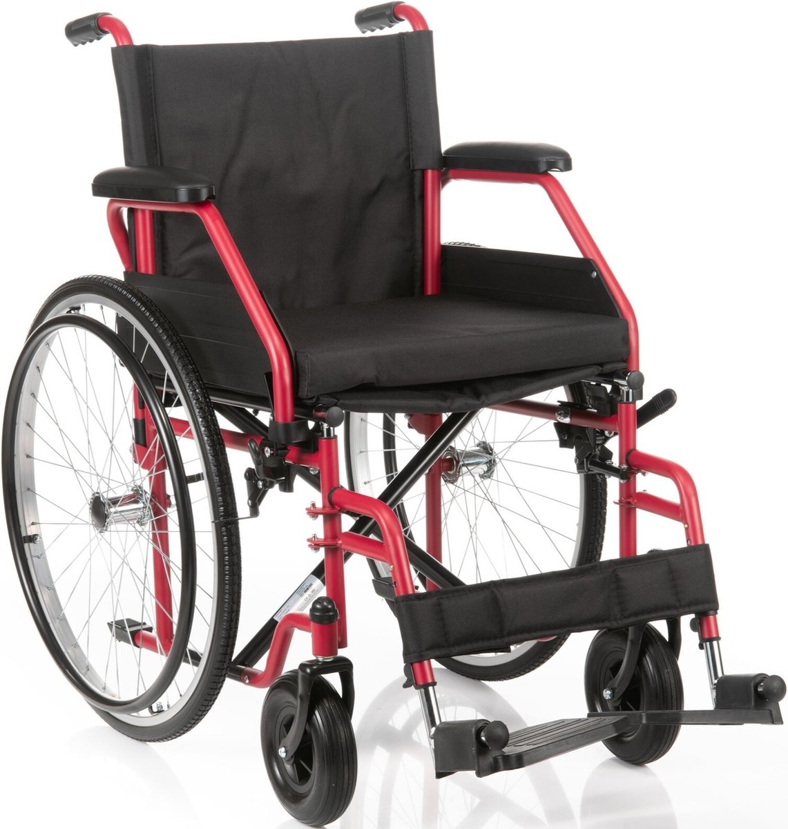 Goedkoopste Opvouwbare Rolstoel Plaza PL1 Zitbeedte 45 cm Met Lekvrije PU Banden (Rood) Inclusief Gratis Rolstoel Zitkussen