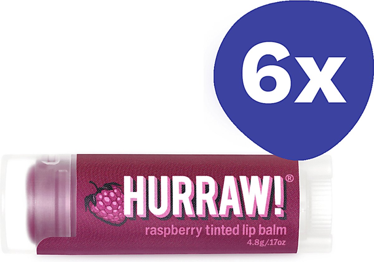 Goedkoopste Hurraw Raspberry Getinte Lippenbalsem (6x 4,3gr