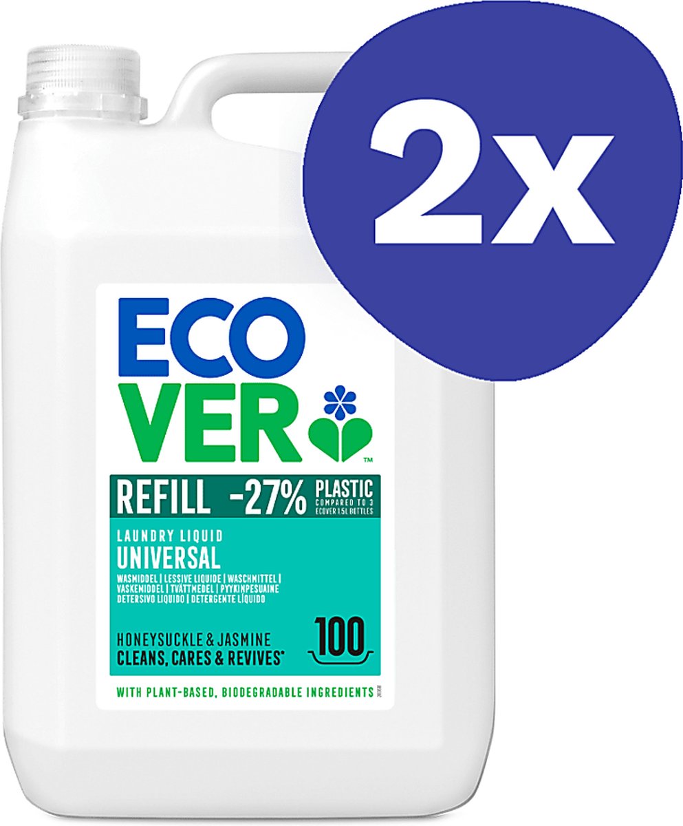Goedkoopste Ecover Vloeibaar Wasmiddel Universal (100 wasbeurten) (2x 5L