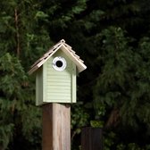 Groen, Echt Houten Vogelhuisje - Tuinnestkast voor Kleine Vogels - Grenenhouten Nesthuis voor Roodborstjes, Pimpelmezen, Mussen