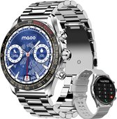 Maoo Titan AMOLED Smartwatch Heren - Stainless Steel en TPU bandje - Stappenteller - Hartslagmeter - Slaapmonitor - Multisport - Geschikt voor Android en iOS - Zilver