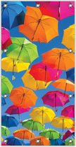 Tuinposter Gekleurde Paraplu’s 100x200cm- Foto op Tuinposter (wanddecoratie voor buiten en binnen)