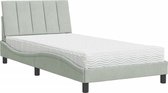 vidaXL - Bed - met - matras - fluweel - lichtgrijs - 100x200 - cm