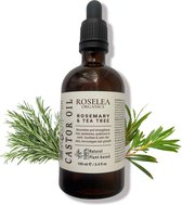 Roselea Organics - Biologische Castor Olie met Rozemarijn & Tea Tree – Veelzijdige olie voor haar, huid, wimpers, wenkbrauwen en nagels. Versterkt haar, wimpers, wenkbrauwen en nagels - 100 ml.