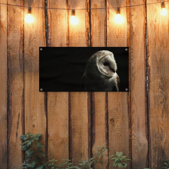 Affiche de jardin Hibou - Vogel - Portrait - 80x40 cm - Décoration murale Extérieur - Affiche de jardin - Toile de jardin - Affiche de clôture - Peinture de jardin