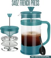 koffiezetapparaat- draagbare cafetière met drievoudige filters- hittebestendig glas met roestvrijstalen 1000 Milliliter