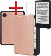 Hoesje Geschikt voor Kobo Clara BW Hoesje Luxe Bescherm Case Met Screenprotector - Hoes Geschikt voor Kobo Clara BW Hoes Book Cover - Rosé Goud