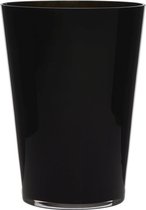 Luxe zwarte conische stijlvolle vaas/vazen van glas 30 x 22 cm - Bloemen/boeketten vaas voor binnen gebruik