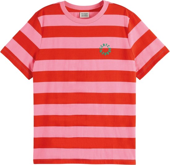 Scotch & Soda Regular fit striped Biologisch cotton t-shirt Dames T-shirt - Maat M