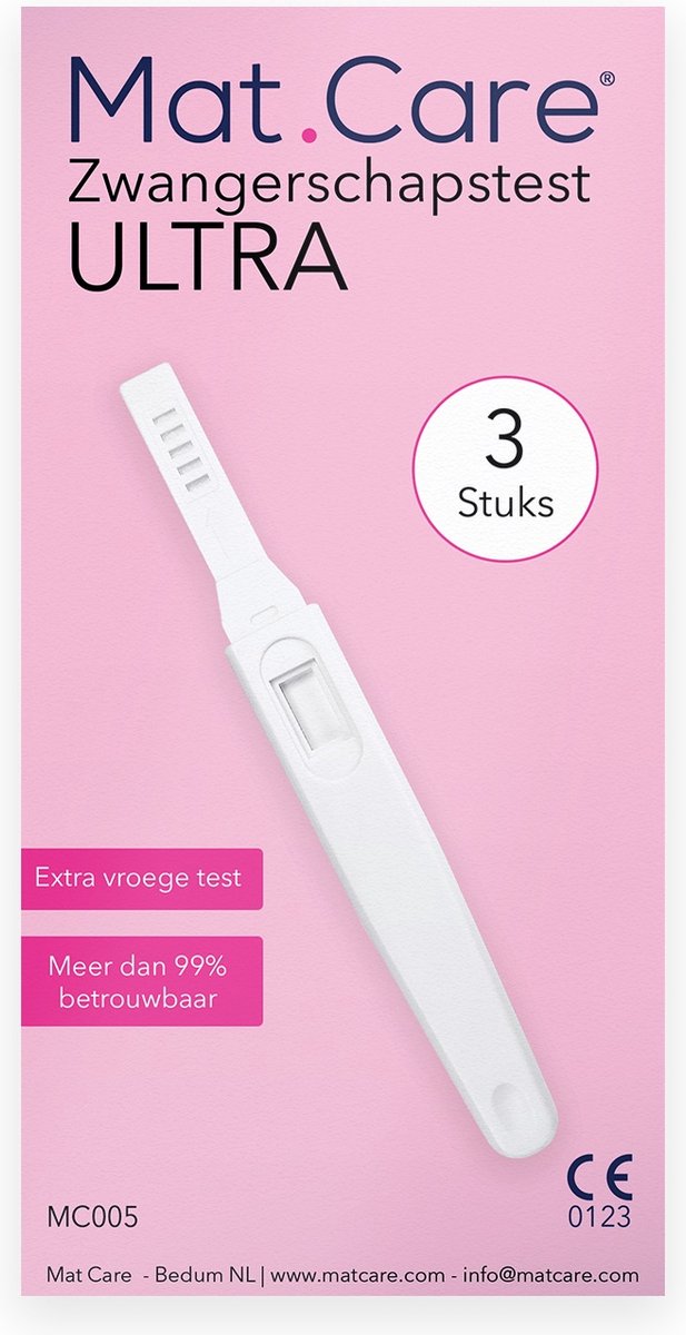 Goedkoopste Mat Care zwangerschapstest Ultra - extra gevoelig - vroege zwangerschapstesten - 3 testen