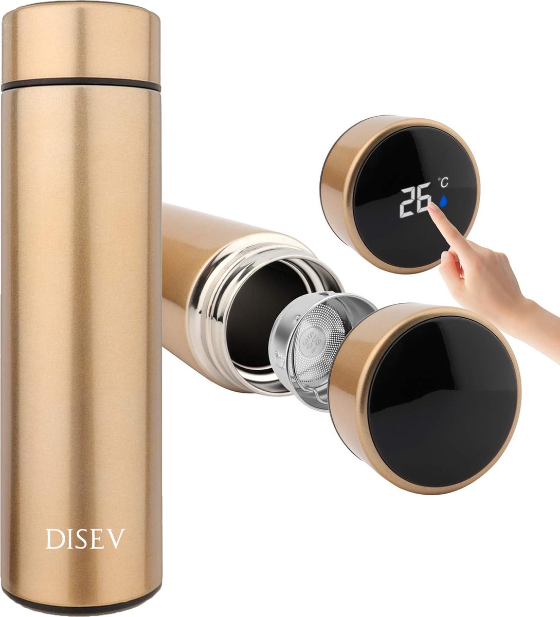 Slimme Thermosfles met LCD temperatuur Display - Thermosbeker- Dubbelwandige Thermosfles - Isoleerfles - Thermoskan - Koffiebeker - Drinkflessen - RVS thermosbeker