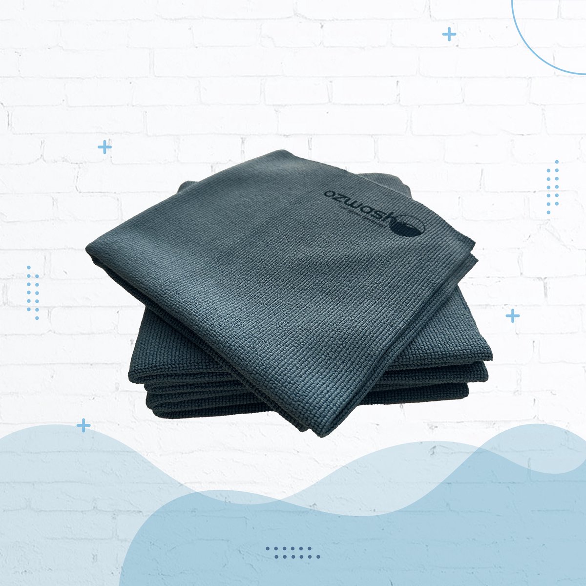 Goedkoopste Microvezeldoek - Ozwash - Tricot Laser Auto - 40x40cm - Blauw - 5doeken/zak