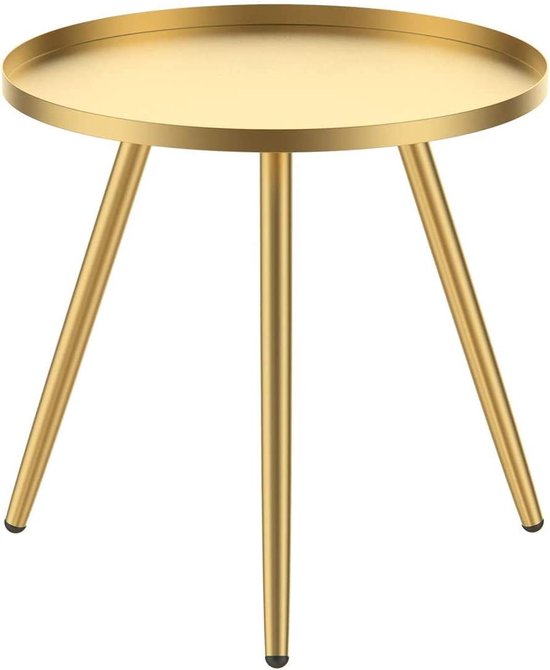 Metalen bijzettafel - salontafel - modern, rond, salontafel voor woonkamer, salontafel, gouden praktisch nachtkastje voor slaapkamer - 46 x 50 cm