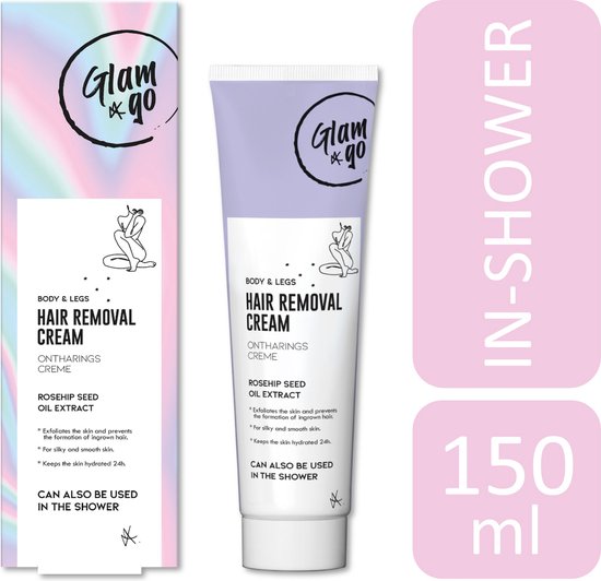 Foto: Glam go ontharingscreme 150ml voor lichaam en benen ontharingscreme ontharingscreme intieme delen ontharen harsen waxen wax strips harsstrips