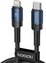 Toocki Oplaadkabel 'Fast Charging' - USB-C naar Lightning - 35W 3A Snellader - Power Delivery - 1 Meter - voor Apple iPhone 8/X/XS/XR/11/12/13/14/SE, iPad, AirPods, Watch - Tot 5 Keer Sneller - Snoer van gevlochten Nylon - Apple Carplay - BLAUW