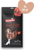 Rosewood by Pets Unlimited - Steak Sticks - Rund - Medium - 8 zakjes à 90g