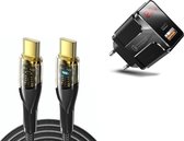DrPhone TurboLink Combi Deal - HALO5 Snellader & XJ01-P 100W PD Fast Charging - Kabel voor Snelladen - 2 Meter Kabel - Telefoons en Tablets - Zwart