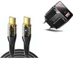 DrPhone TurboLink - HALO5 Snellader & XJ01-P 100W PD Fast Charging - Kabel voor Snelladen - 2 Meter Kabel - Telefoons en Tablets - Zwart