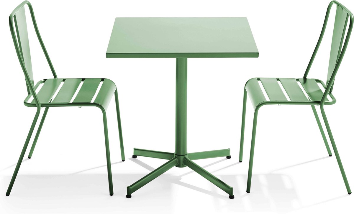 Oviala - Tuinset met verstelbare tafel en 2 cactusgroene stoelen - Palavas
