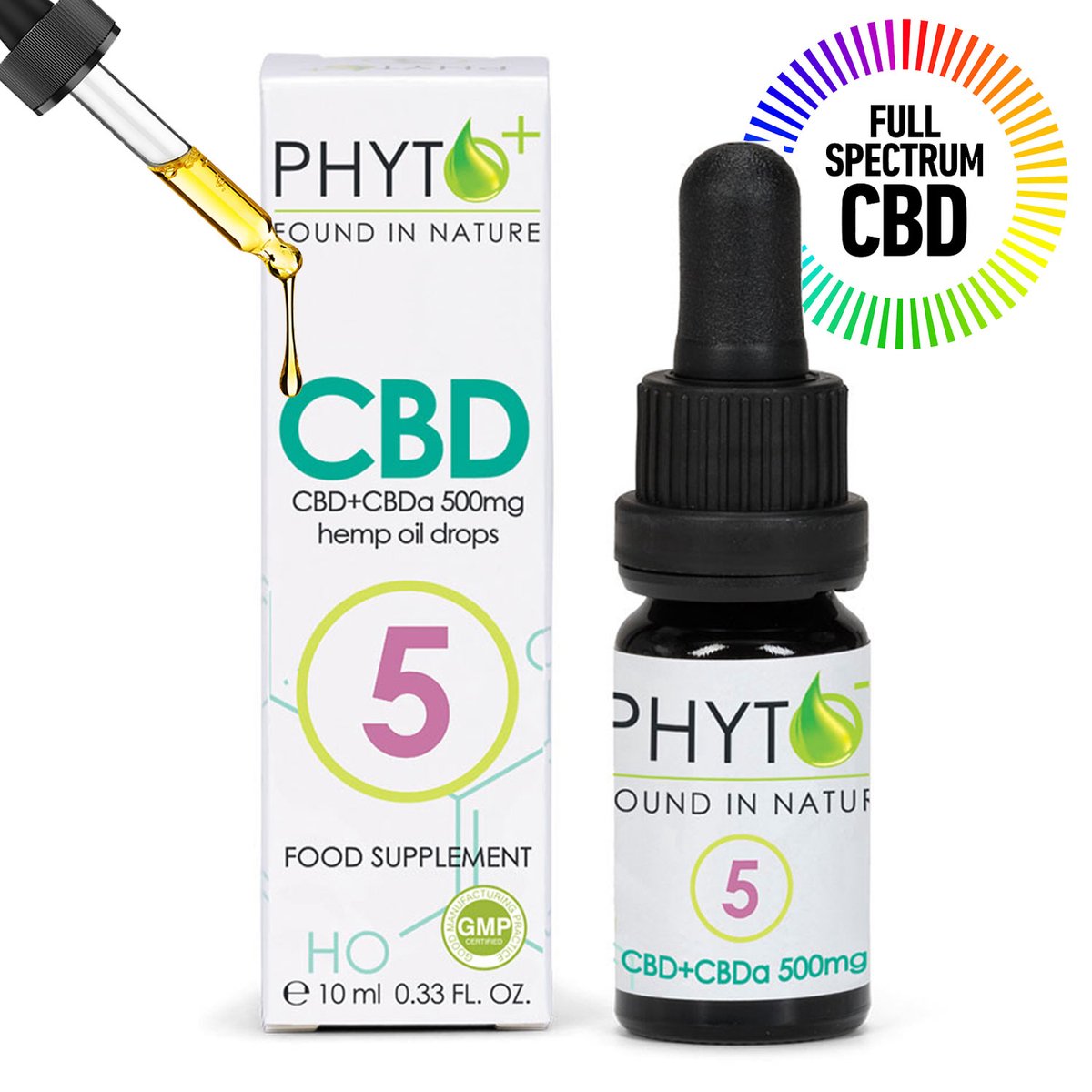 Goedkoopste Phyto Plus® CBD Olie - Druppels 5 - Full Spectrum - 5 Procent - Cannabidiol - CBD - 500mg - Puur - Supplement - Hennepolie - Cannabis olie - Wietolie