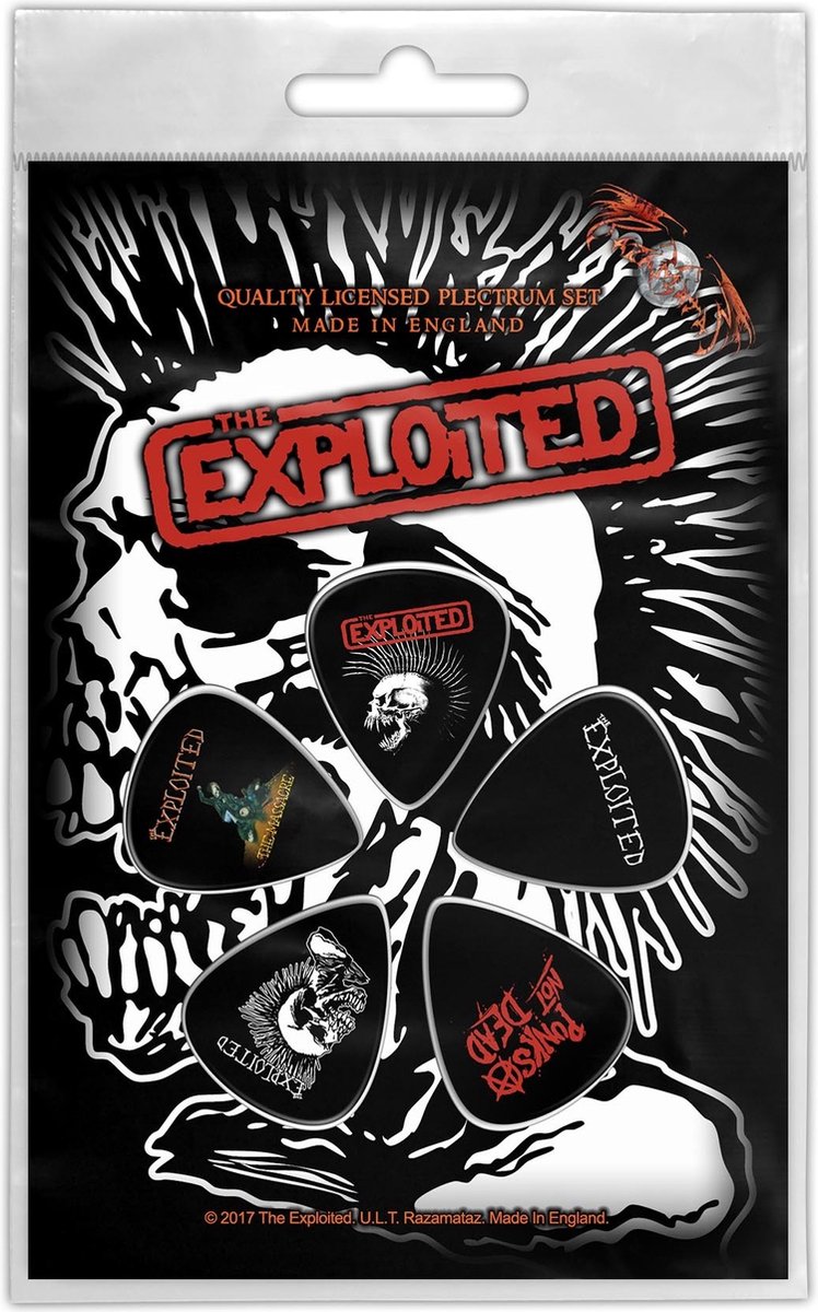 The Exploited - Skull Plectrum - Set van 5 - Zwart