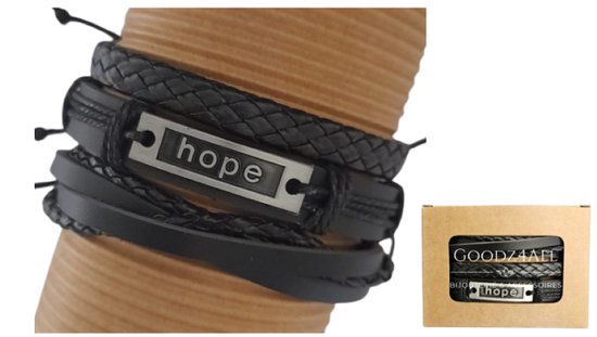 Hope Set Leren Verstelbare Armbanden Slip-Knoopsluiting Cadeau Sinterklaas Kerst Verjaardag Valentijn Vaderdag