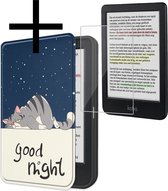 Hoes Geschikt voor Kobo Clara Colour Hoesje Bookcase Cover Book Case Hoes Sleepcover Met Screenprotector - Kat