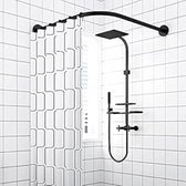 SHOP YOLO-Douchegordijnstang hoek- L-vorm badkuip roestvrij staal douchestang hoek badkuip roestvrij staal-kleedcabine 70 tot 95 cm x 125 tot 165 cm