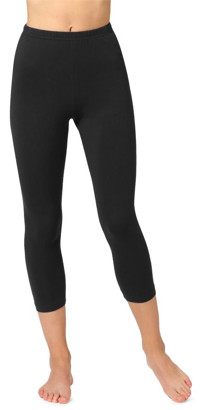 Bellivalini BLV-BLV50-156-LE Dames Capri Leggings - Sport - Vrijetijdsbroek - 3/4 Lengte - Katoen - Sporbroek - Yogabroek - Zwart - S