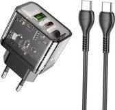 Hoco - Dual-Port Fast Charger Set met kabel Type C Transparent