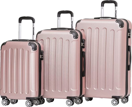 Ensemble valise TRVLMORE - 3 pièces - 38L (bagage à main) + 70L + 110L - Or rose