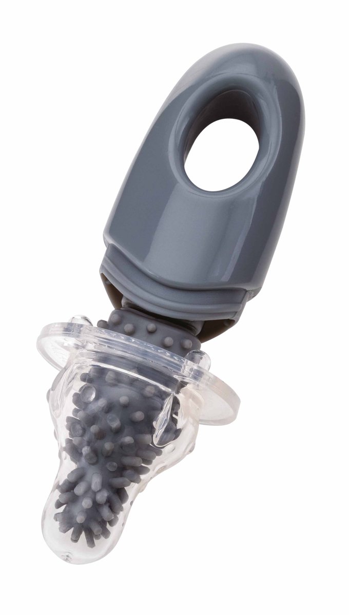 Nuby - Silicone flessenborstel met houder - Grijs van Nûby — afbeelding 5