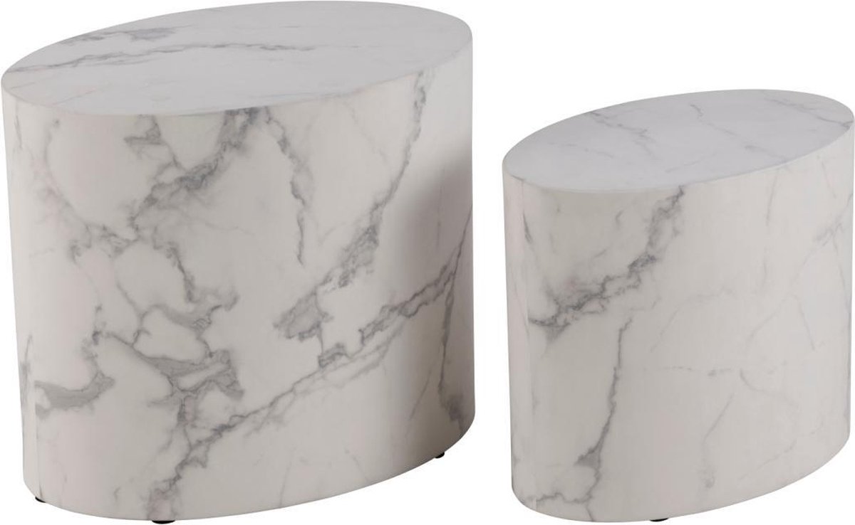 Salontafel Set van 2 Wit - 33x48x40cm - Salontafel Set van 2 Finn - Giga Living