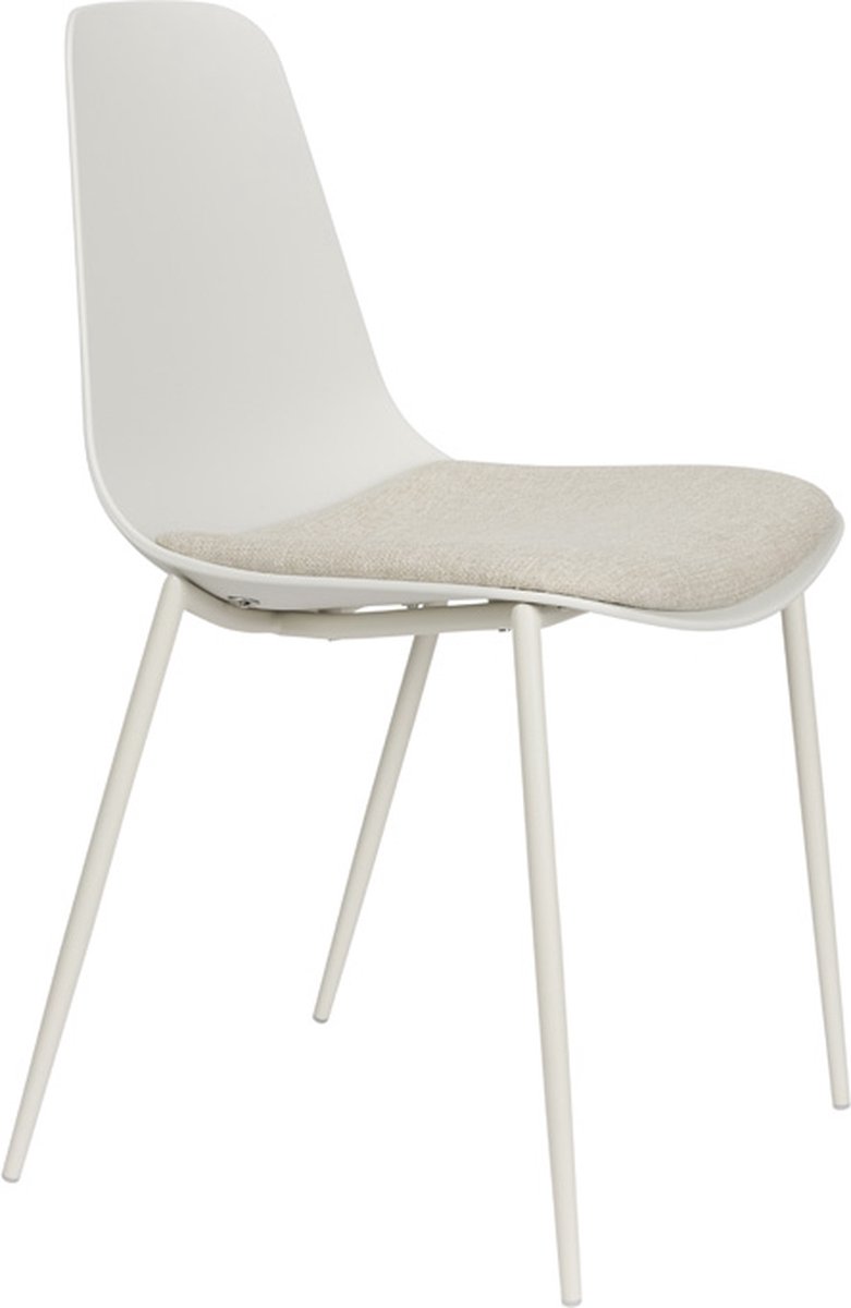 Eetkamerstoel Wit - Zithoogte 48cm - 48,5x49x88cm - Jeffrey - Giga Meubel