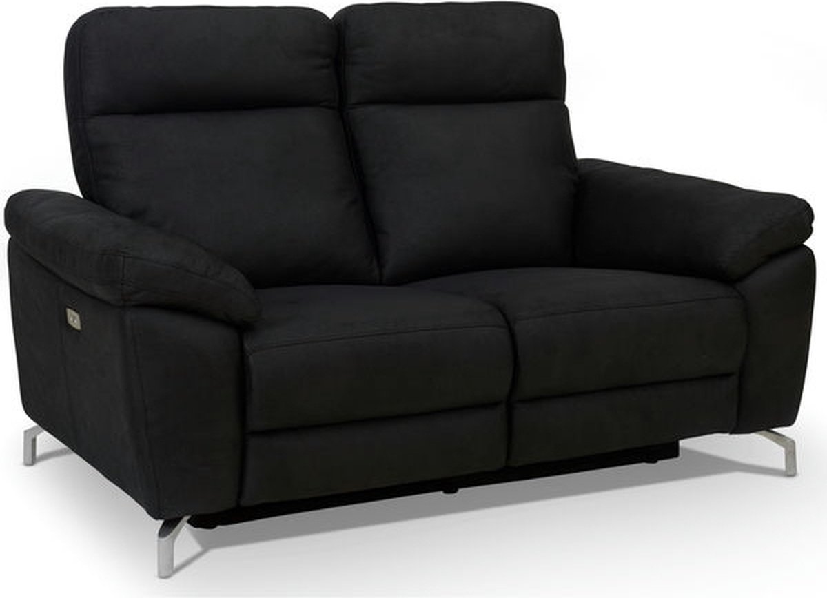Bank 2-Zits - Zwart Stof - Zithoogte 46cm - Selesta - Giga Meubel