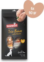 Rosewood by Pets Unlimited - Trio Bones - Kip - Large - hondensnacks - 6 zakjes à 90 g