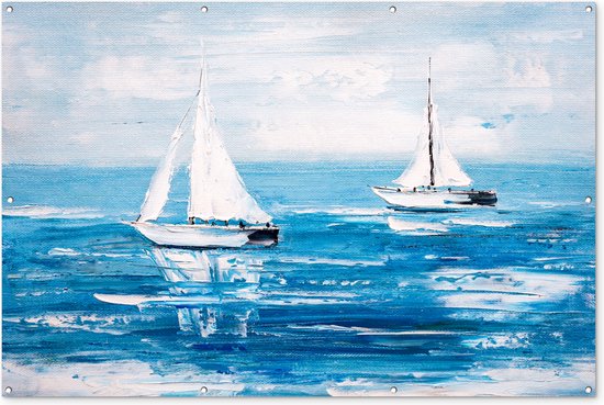 Schilderij - Olieverf - Boot - Water - Tuindoek