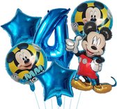 Mickey Mouse - Jomazo - Mickey Mouse folieballonnen met cijfer 4- Mickey Mouse verjaardag - Kinderverjaardag - Mickey Mouse 4 jaar - Mickey mouse ballon - Mickey Mouse ballonnen - Disney kinderfeest