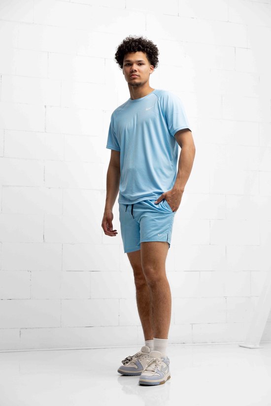 Nike Swim Nike Essential - Short sleeve hydroguard Heren Zwemshirt -Blue - Maat XS