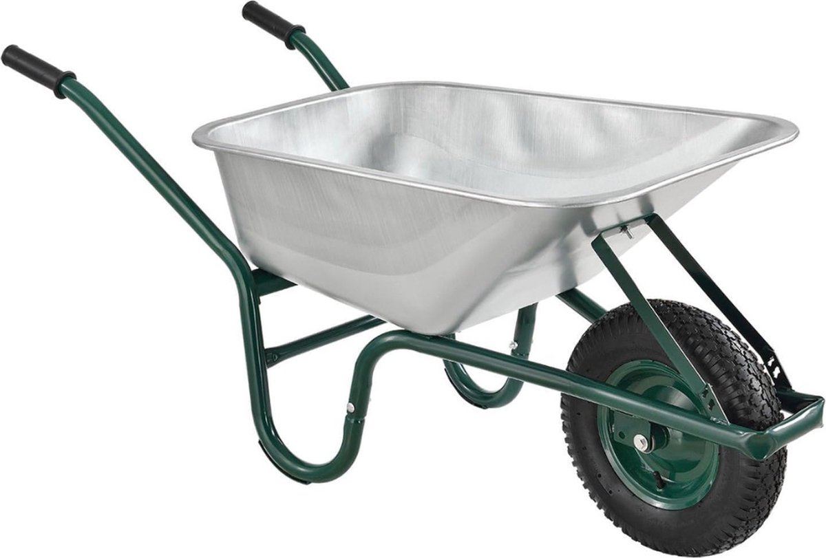Dailysupplies Kruiwagen 160 Liter Super Sterk Wiel Top Kwaliteit RVS- Zilver