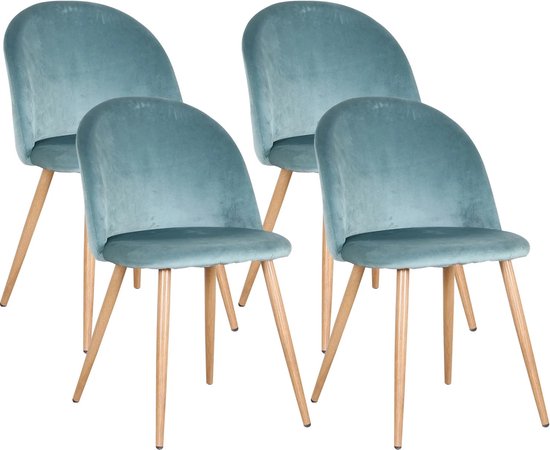 Brivia - Eetkamer stoel - Set van 4 - Moderne look - Kuipstoel - Stoel - Zitplek - Complete set - Fluweel - Groen - 80x48x43cm