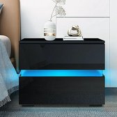 Mima® Nachtkastje - Modern- MDF- Bijzettafel- Nachtkastjes met LED verlichting- Urban- Zwart