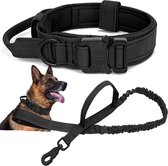 Tactische hondenhalsband met controlegreep en hondenriem, militaire hondenhalsband, zacht gevoerd nylon, hondenhalsband, verstelbare halsband voor middelgrote en grote honden