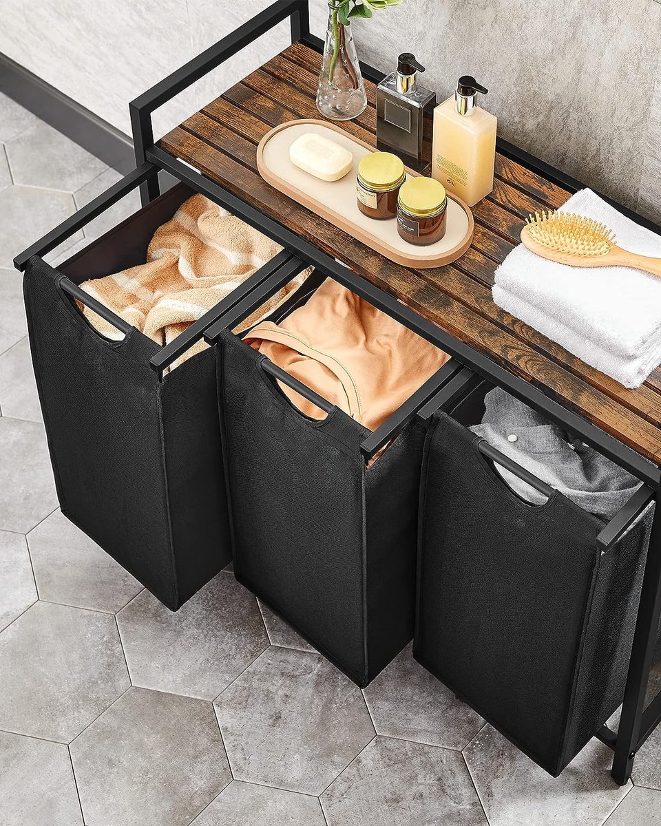 Goliving Wassorteerder - Wasmand met 3 vakken - Wasbox - 3 x 38 Liter
