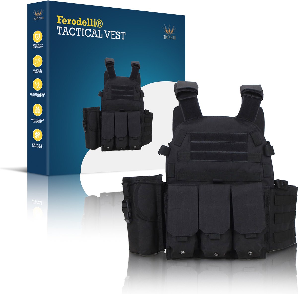 Ferodelli Carnaval Leger Kleding Vest Outdoor Accesoires Zwart