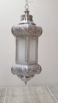 LM-Collection Jaia Hanglamp - Ø25x60cm - E27 - satin Nikkel - Metaal/Glas - hanglampen eetkamer, hanglamp zwart, hanglampen woonkamer, hanglamp slaapkamer, hanglamp kinderkamer, hanglamp rotan, hanglamp hout, hanglamp industrieel