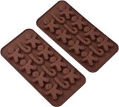 Set van 2 siliconen bakvormen, 12 holle ruimtes, chocoladevorm, ijsrooster, doe-het-zelf, chocoladevorm, handgemaakte zeepvorm, peperkoekman, suikerstang