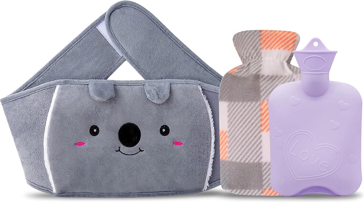 Goedkoopste Heetwaterkruikriem Koala Heetwaterkruikrubber met zachte taillehoes, warmwaterkruik voor nek en schouder, rug, benen, tailleverwarming (paars