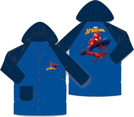 Spiderman regenjas - regenmantel - lichtblauw - maat 116